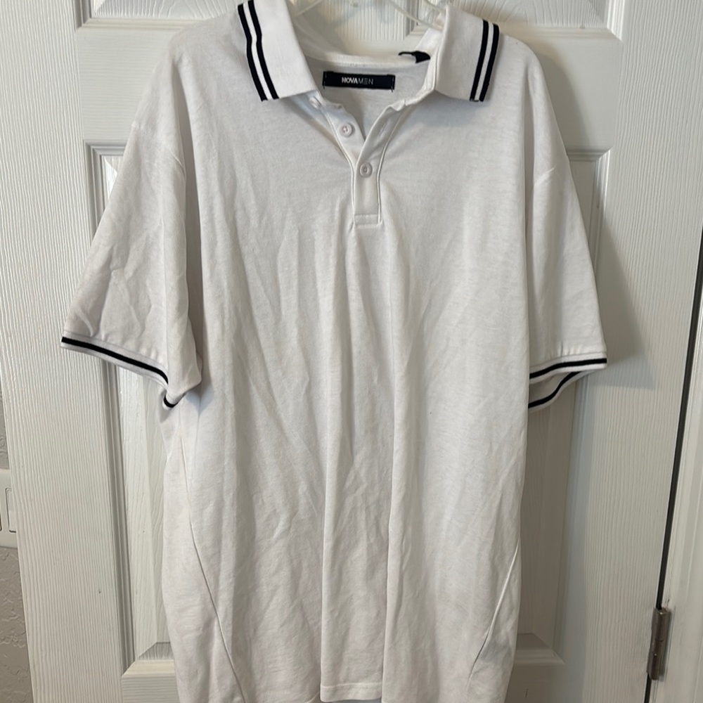 Fashion Nova White Polo Shirt with Dark Trim